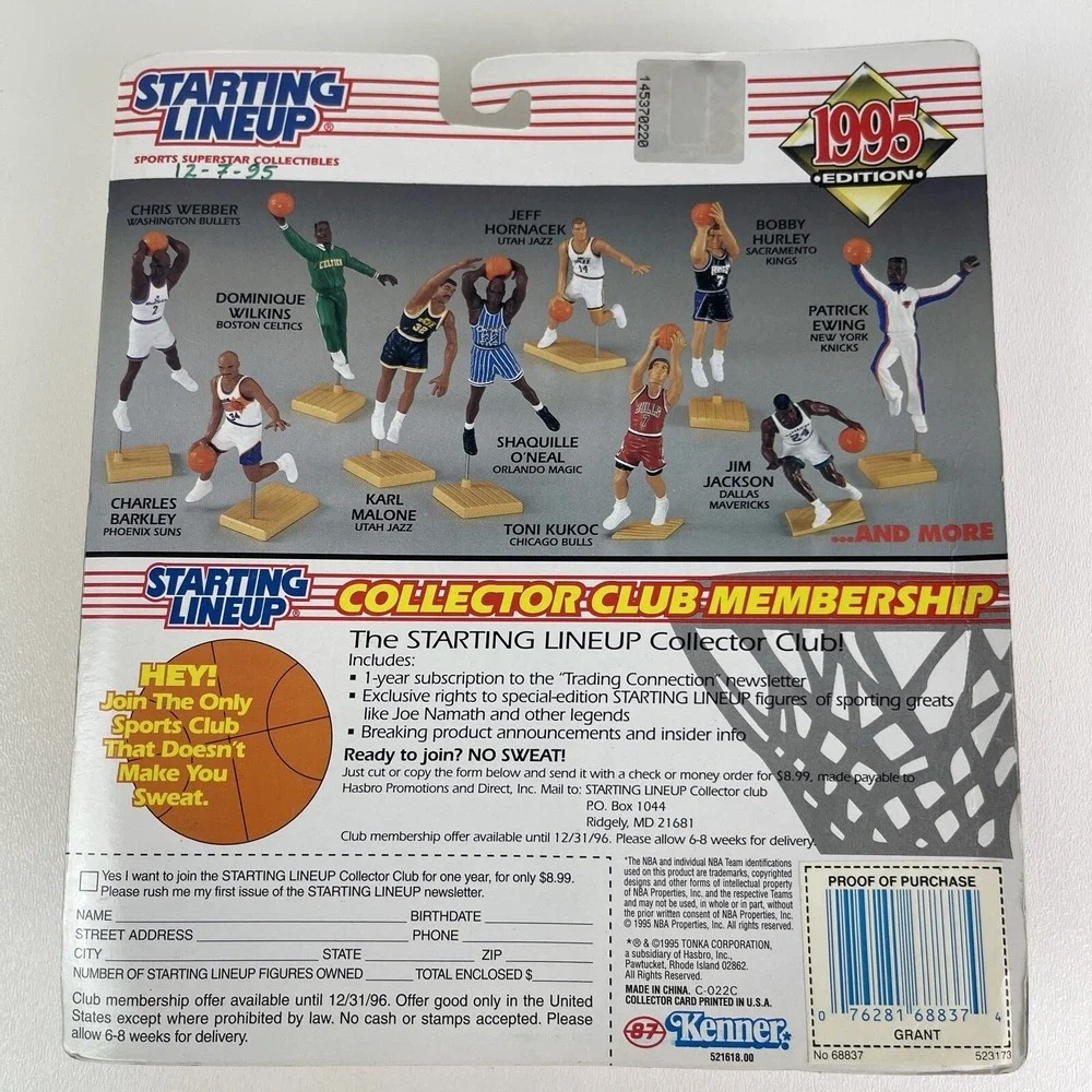 Starting Lineup 1995 Kenner NBA Orlando Magic Horace Grant Basketball Card
